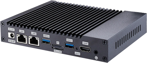 OCTIMUS STEAM edge gateway rear panel with dual LAN, USB and HDMI